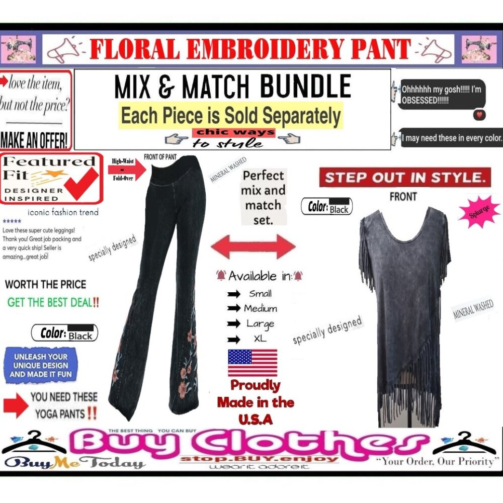 π BOTTOM Fold Embroidery π FLORAL β LEGGING PANT Waist FLARE Wash πΈ BUY NOWβ - Picture 13 of 16